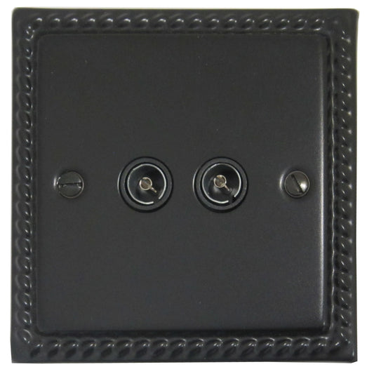 Georgian Flat Black Twin Coax Socket