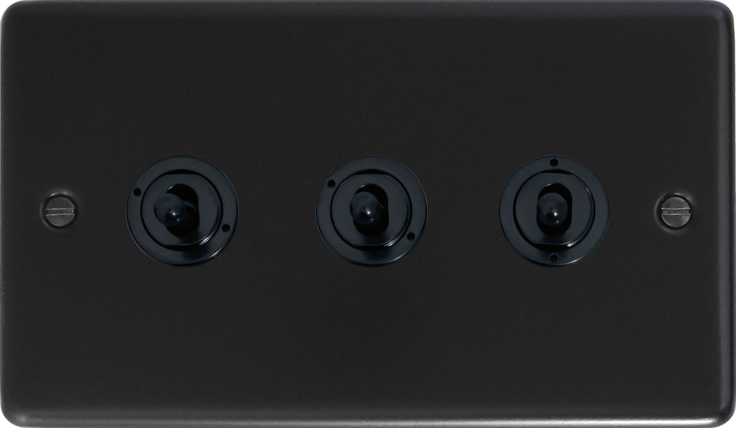 Contour Flat Black 3 Gang Toggle Switch (Black Toggles)