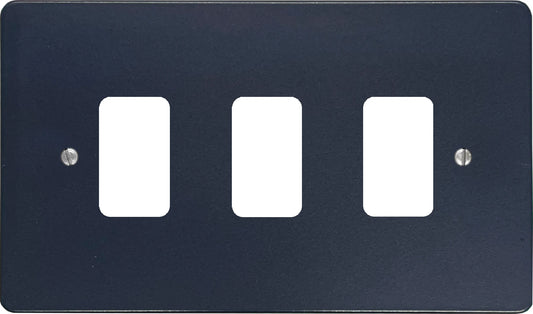 Flat Blue 3 Gang Grid Plate