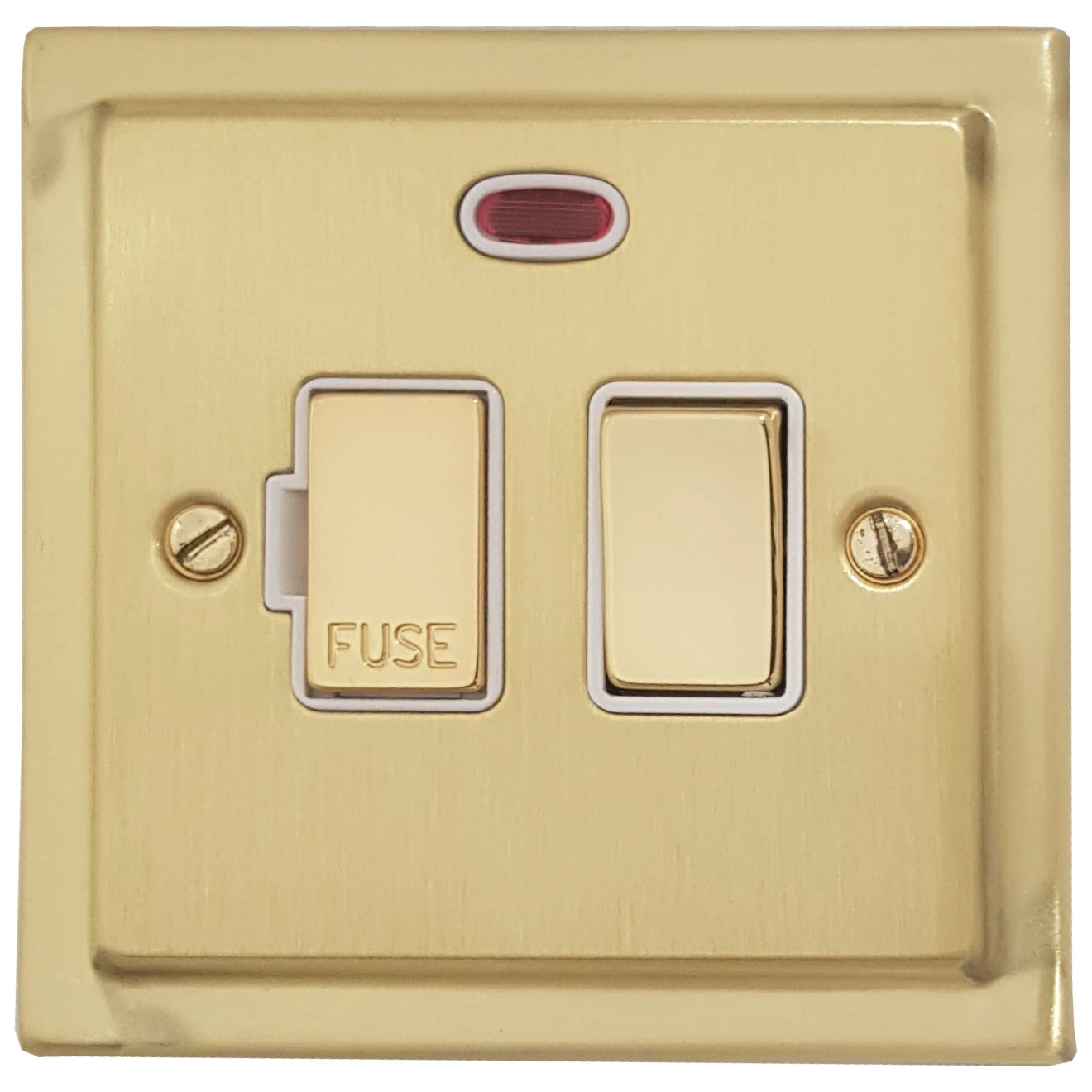 Trimline Satin Brass Switch Fused Spur & Neon