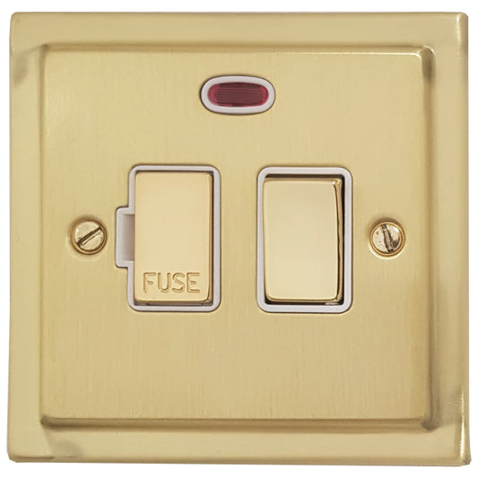 Trimline Satin Brass Switch Fused Spur & Neon