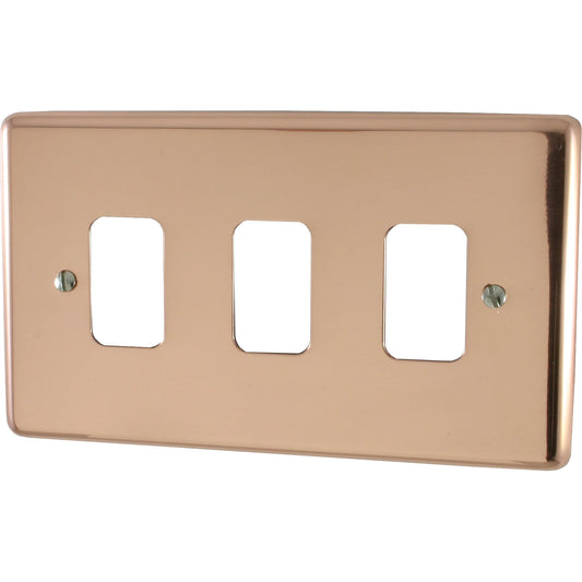 Contour Bright Copper 3 Gang Grid Plate