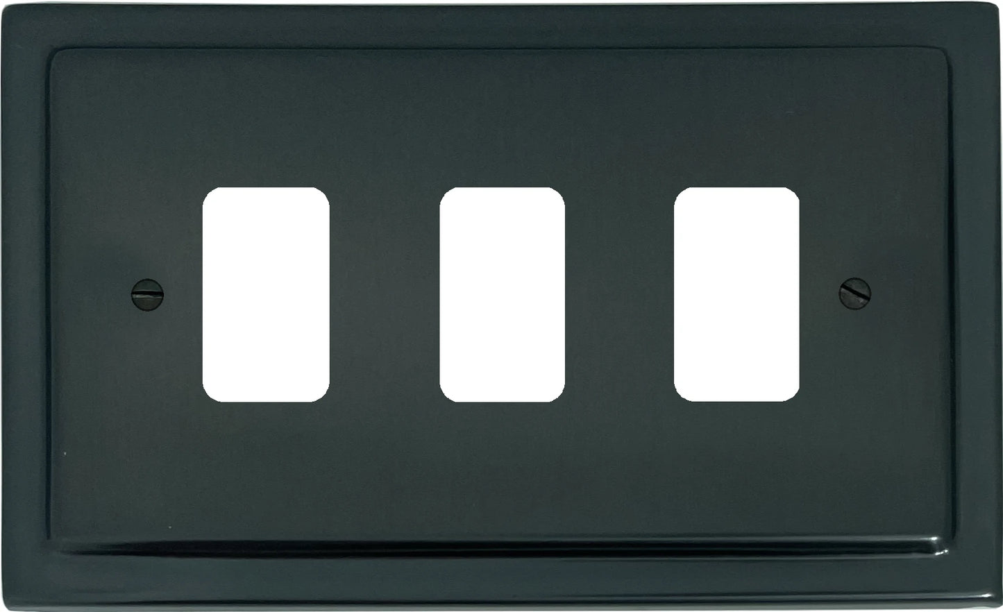 Victorian Black Bronze 3 Gang Grid Plate