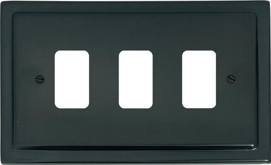 Victorian Black Bronze 3 Gang Grid Plate