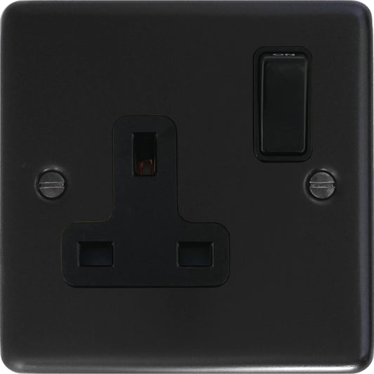 Contour Flat Black 1 Gang Socket