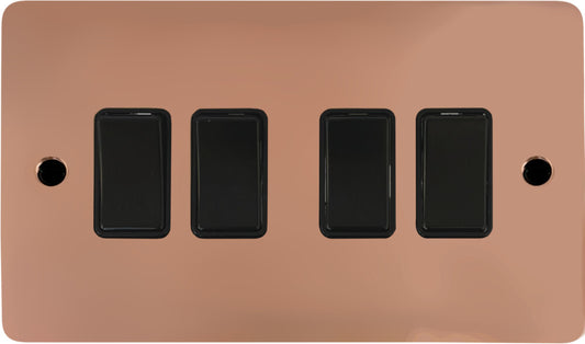 Flat Bright Copper 4 Gang Switch