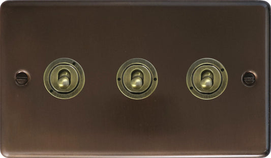 Contour Medium Bronze 3 Gang 2 Way Toggle
