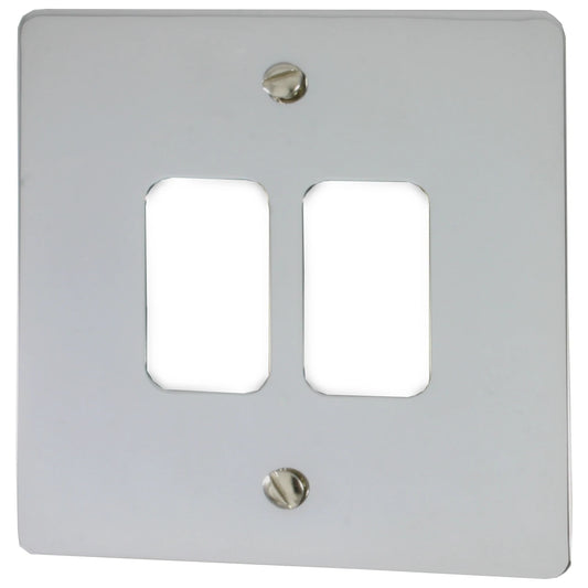 Flat Polished Chrome 2 Gang Grid Plate