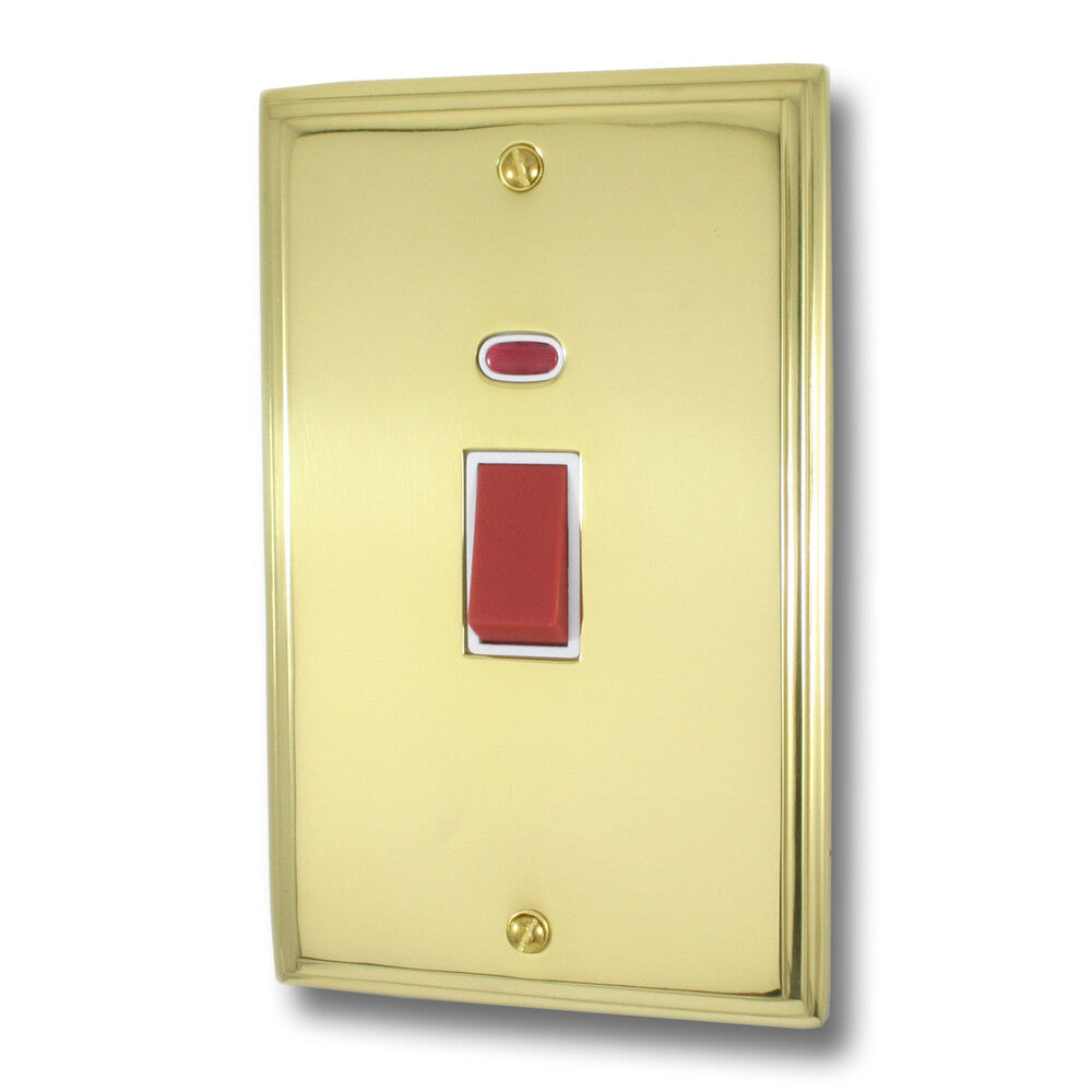 Victorian Polished Brass 45 Amp Dp Switch & Neon L/Plate