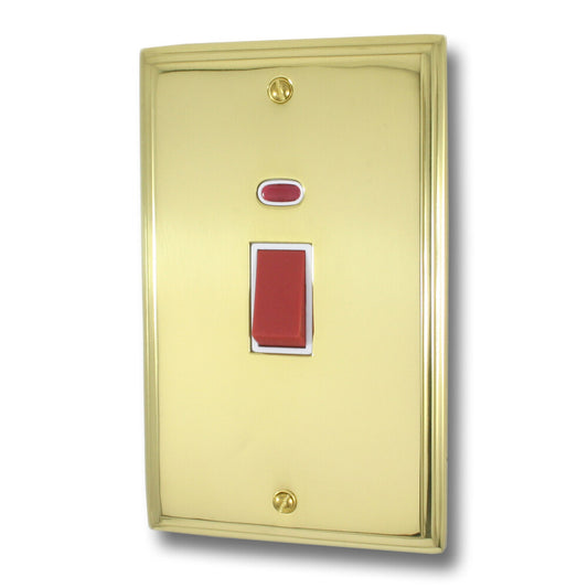Victorian Polished Brass 45 Amp Dp Switch & Neon L/Plate