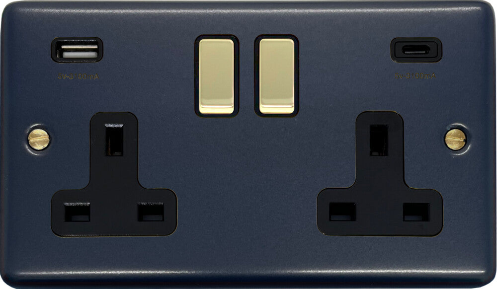 Contour Blue Contour 2 Gang Socket USBC