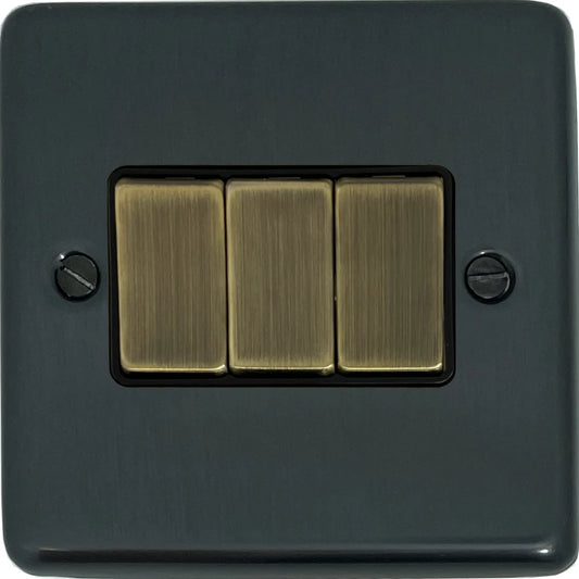 Contour Black Bronze 3 Gang Switch