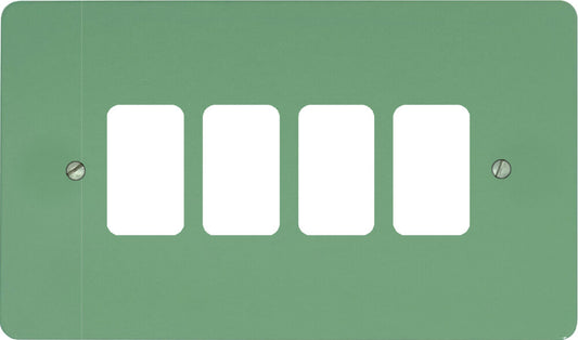 Flat Sage Green 4 Gang Grid Plate