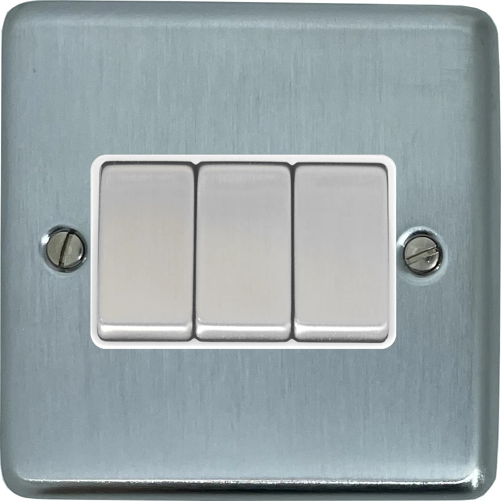 Contour Satin Chrome 3 Gang 2 Way Switch
