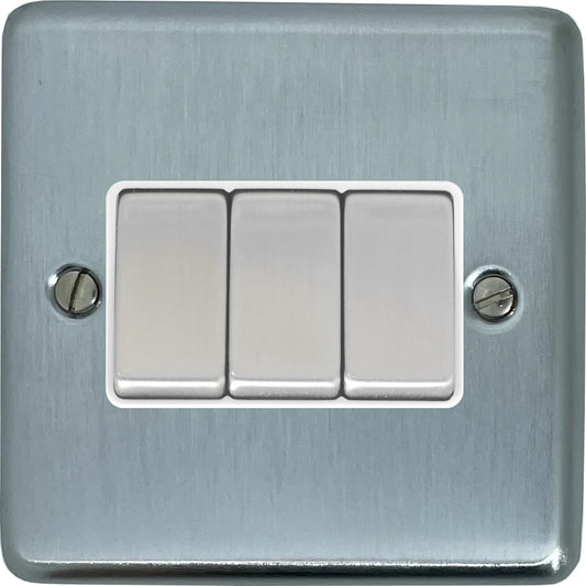 Contour Satin Chrome 3 Gang 2 Way Switch