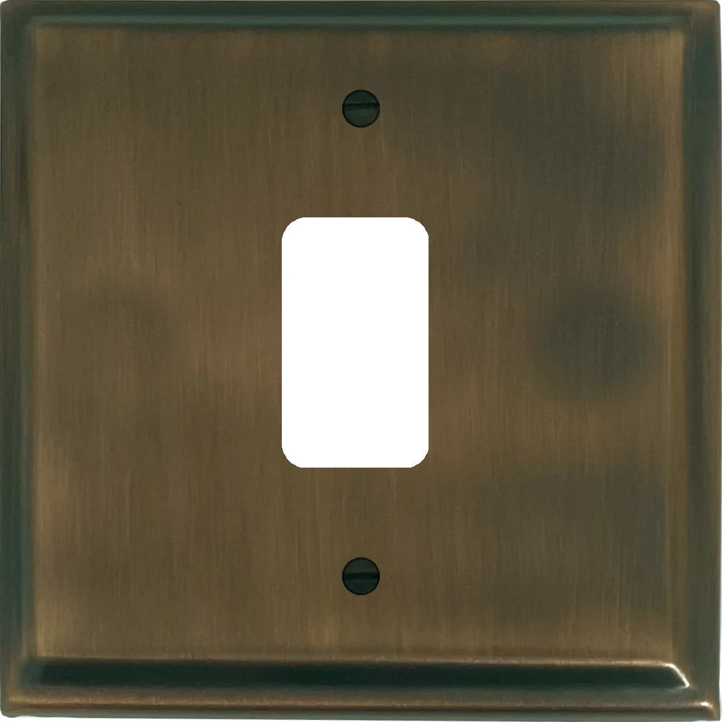 Deco Antique Brass 1 Gang Grid Plate