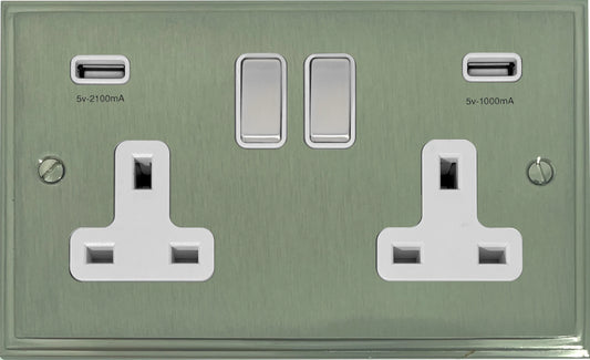 Victorian Satin Nickel 2 Gang Usb Socket