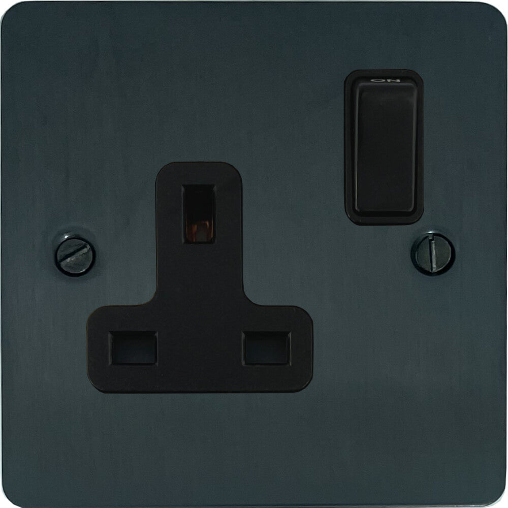 Flat Black Bronze 1 Gang Socket