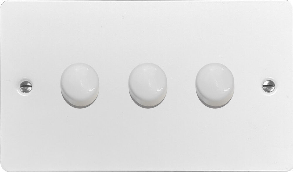 Flat White 3 Gang 120W LED Dimmer