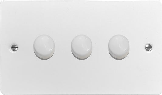 Flat White 3 Gang 120W LED Dimmer