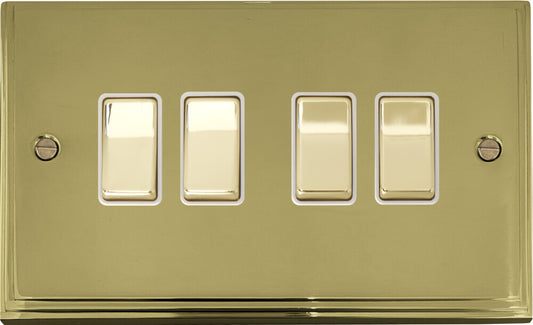 Victorian Polished Brass 4 Gang 2 Way Switch