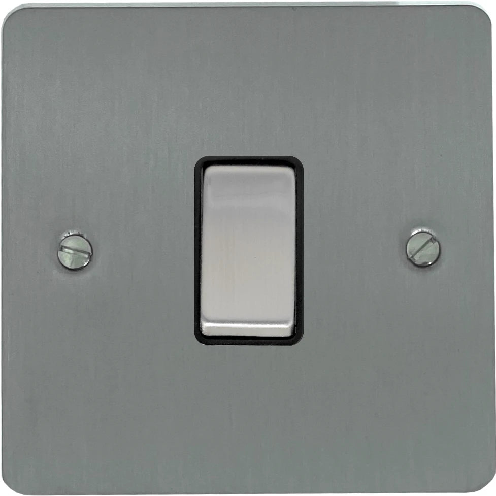 Flat Brushed Steel 1 Gang 2 Way Switch