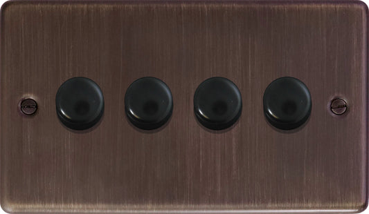 Contour Antique Copper 4 Gang 120W LED Dimmer