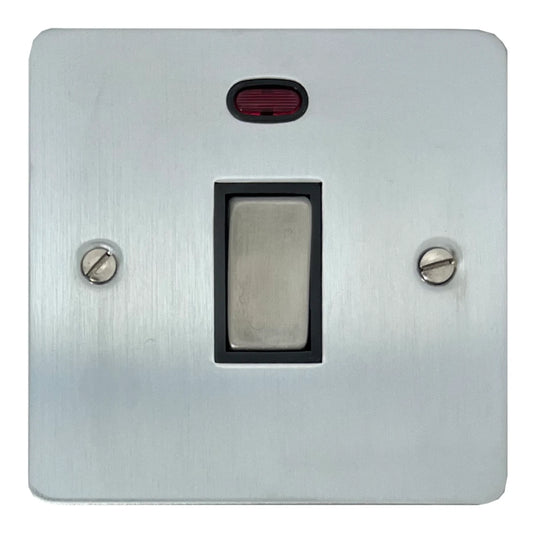 Flat Satin Chrome 20A Dp Switch + Neon