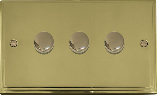 Victorian Polished Brass 3 Gang LED Dimmer