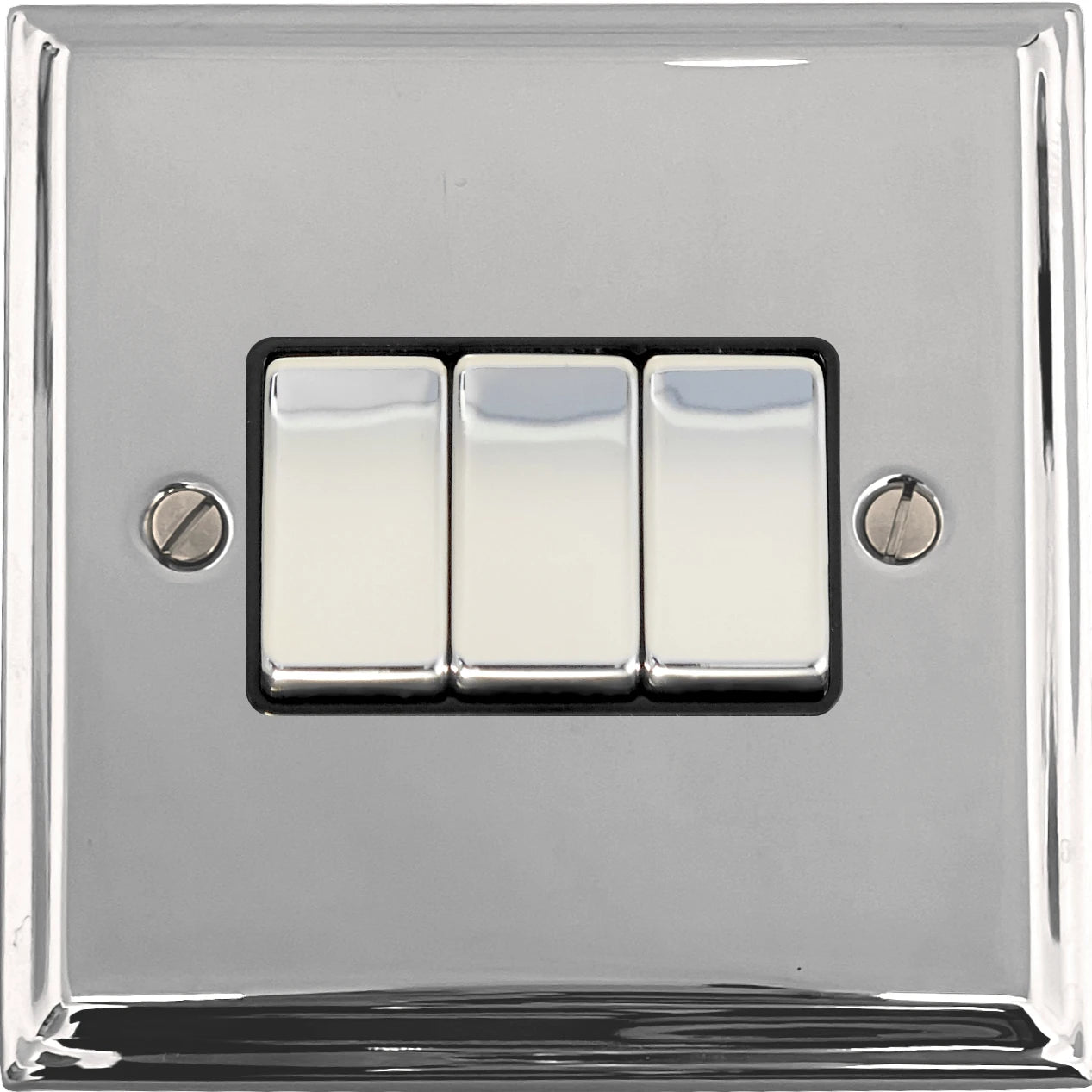 Deco Polished Chrome 3 Gang 2 Way Switch