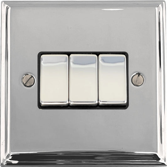 Deco Polished Chrome 3 Gang 2 Way Switch