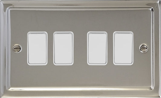 Victorian Polished Nickel 4 Gang 2 Way Switch