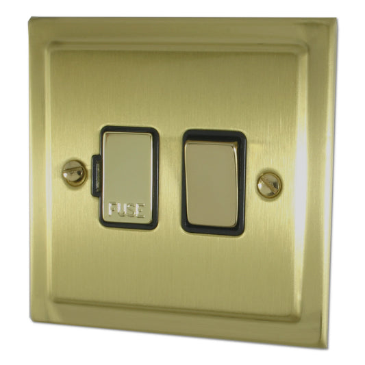 Trimline Satin Brass Switched Fused Spur