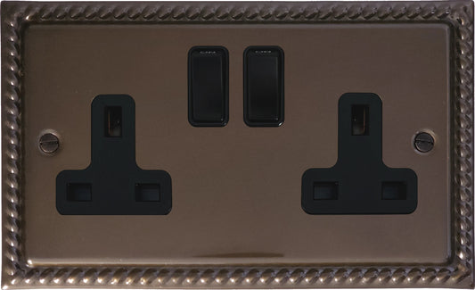 Georgian  Medium Bronze  2 Gang Socket