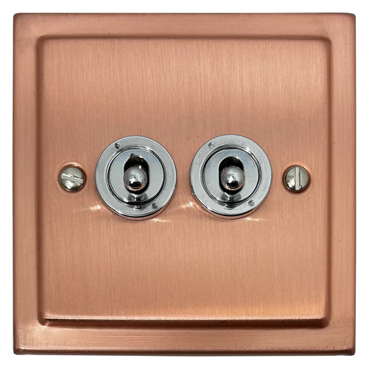 Victorian Rose Gold 2 Gang Grid Toggle Plate (Plate Only)