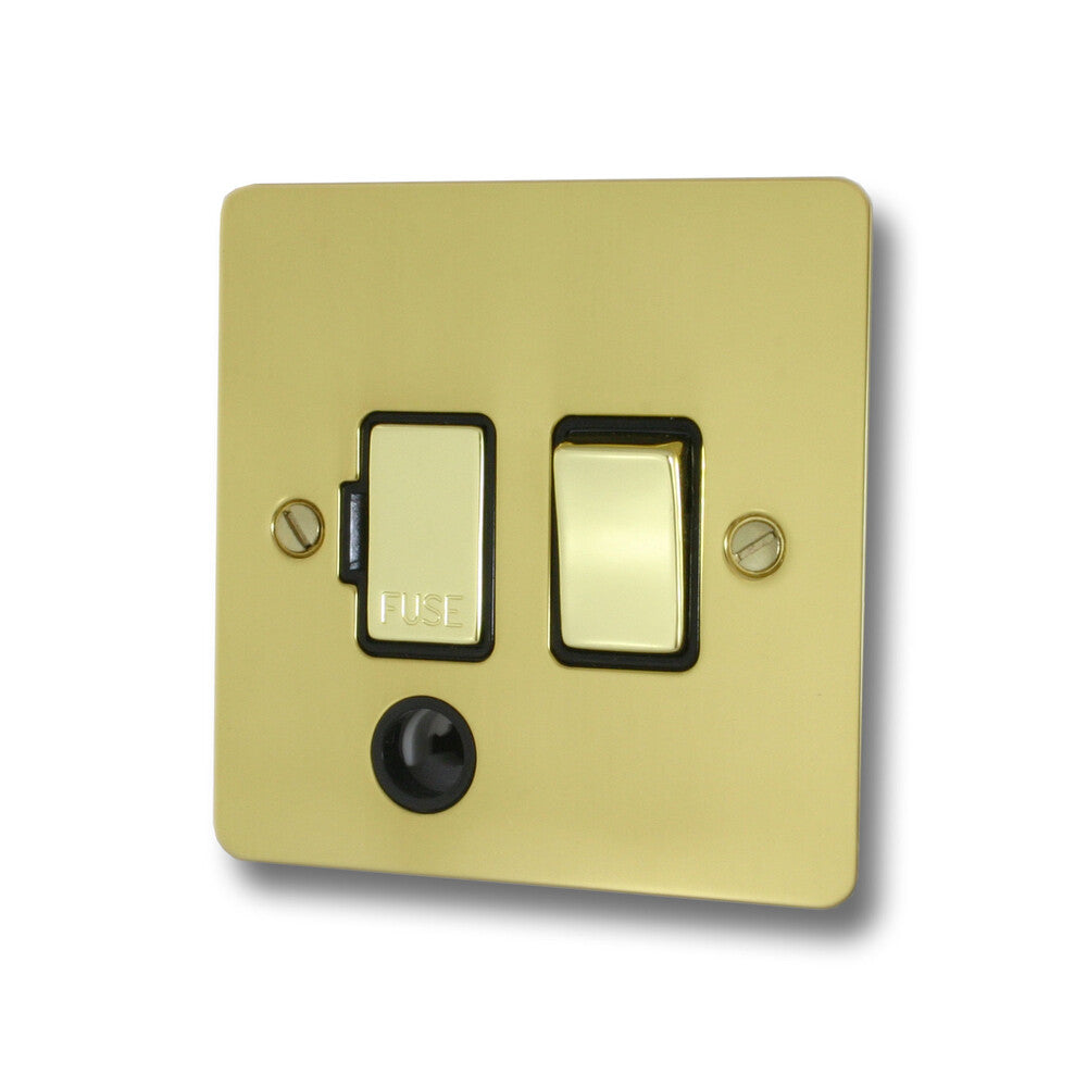 Flat Polished Brass Switch Fuse Spur + Flex Outlet