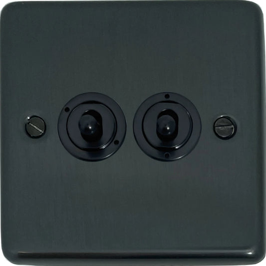 Contour Black Bronze 2 Gang 2 Way Toggle (Flat Black Toggle)