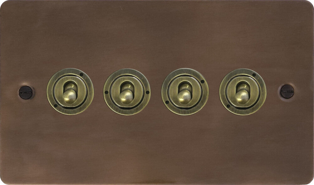 Flat Medium Bronze 4 Gang 2 Way Toggle