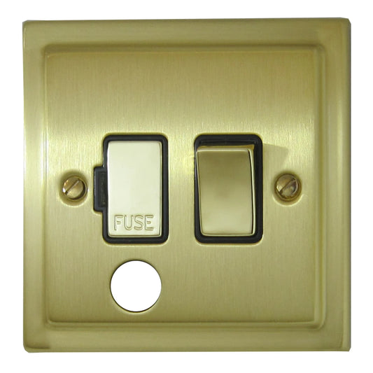 Trimline Satin Brass Switch Fused Spur & F/Out