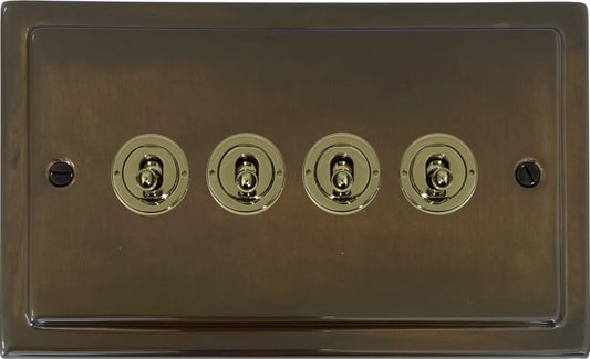 Victorian Medium Bronze 4 Gang 2 Way Toggle