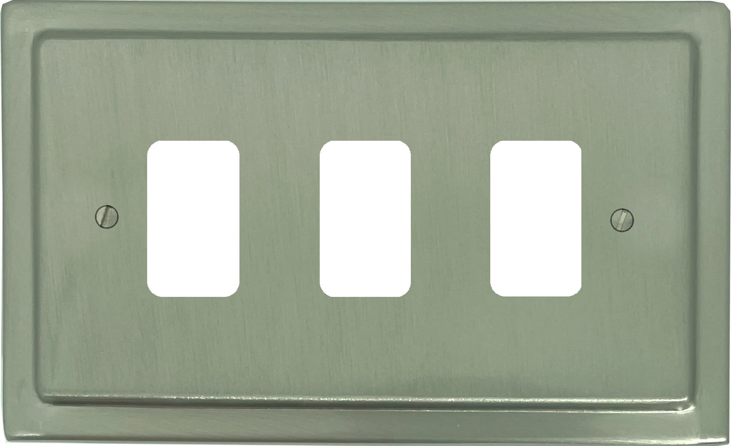 Victorian Satin Nickel 3 Gang Grid Plate