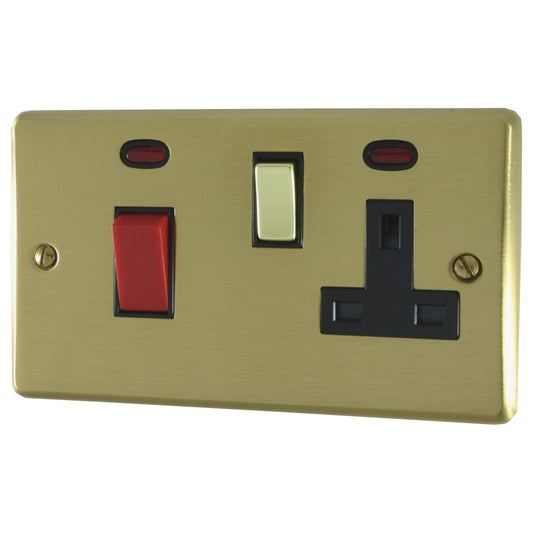 Contour Satin Brass 45A Switch & 13A Socket
