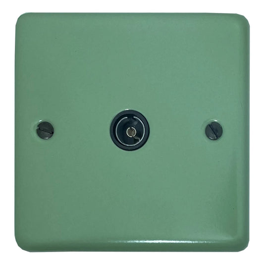 Classic Sage Green 1 Gang TV Point (Black Inserts)