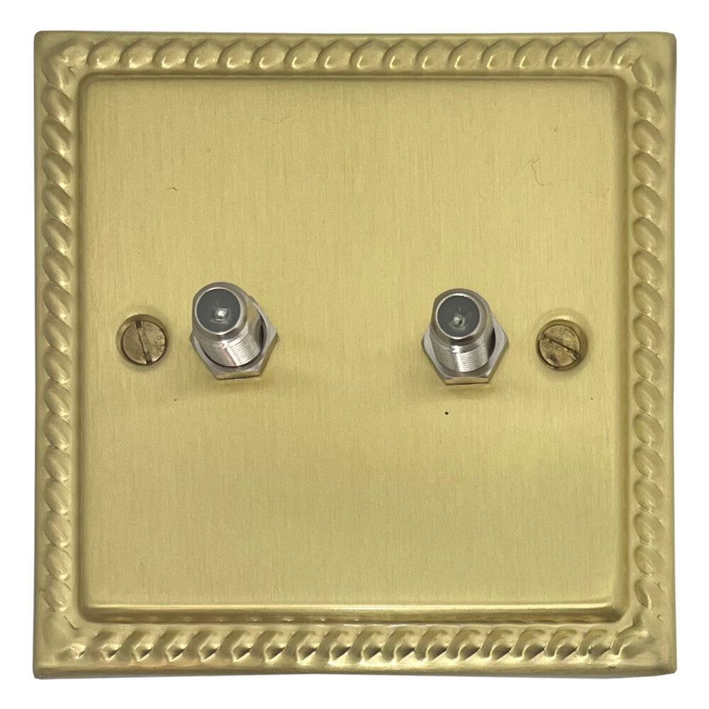 Georgian Satin Brass 2 Gang Satellite Point