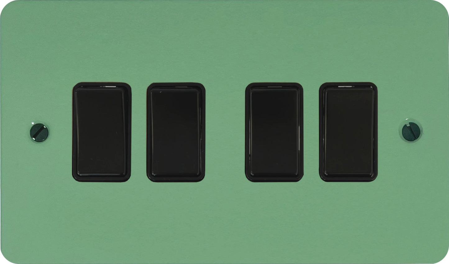 Flat Sage Green 4 Gang Switch (Black Switches)