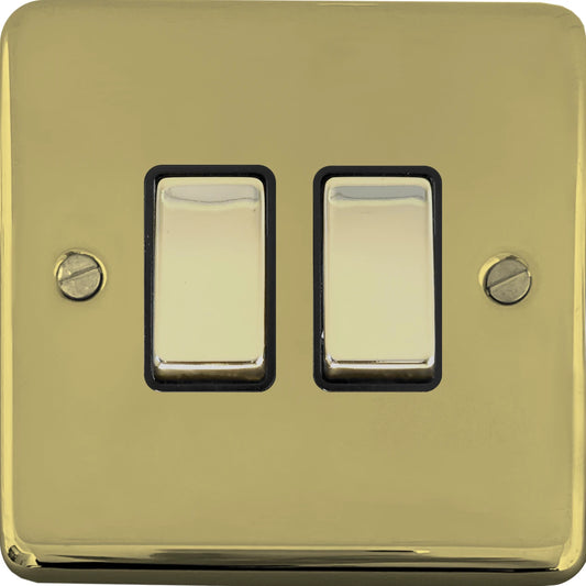 Contour Polished Brass 2 Gang Switch