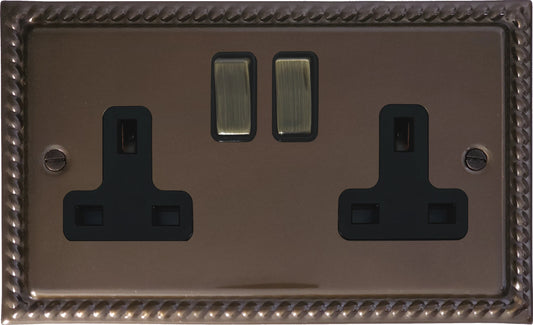 Georgian  Medium Bronze  2 Gang Socket