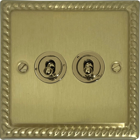 Georgian Satin Brass 2 Gang Toggle
