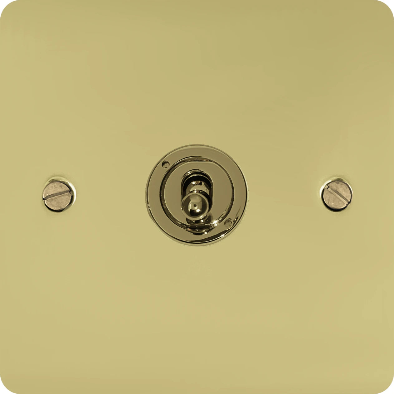 Flat Polished Brass 1 Gang Toggle Switch