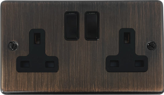 Contour  Antique Copper  2 Gang Socket